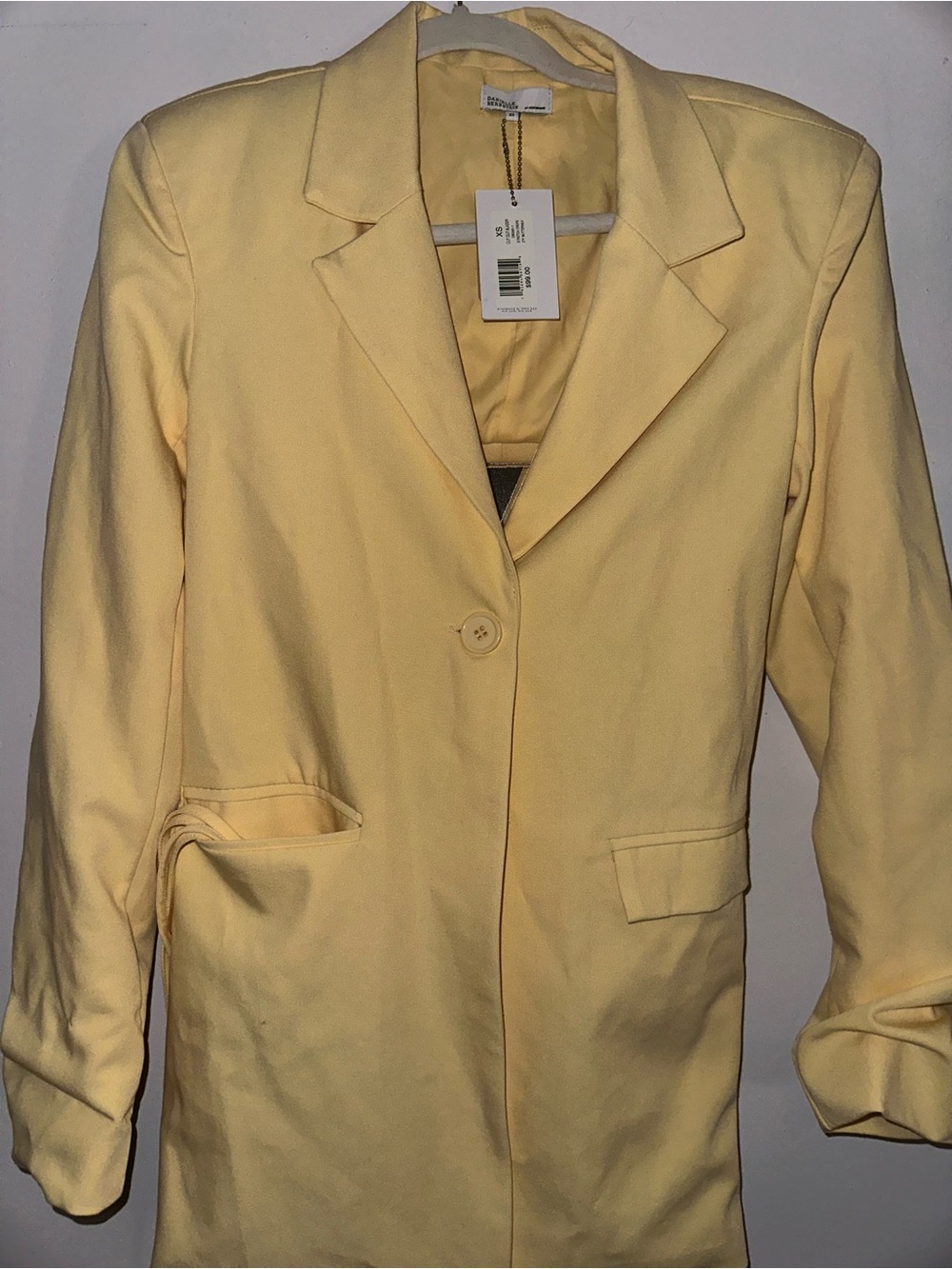 DANIELLE BERNSTEIN Pale Yellow Blazer with Back Cutout and Ties